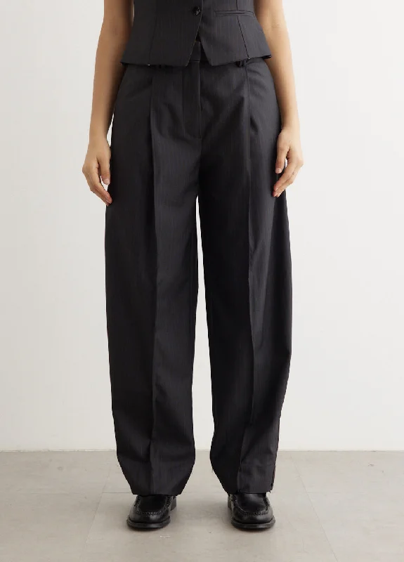 Women's Straight - Leg Linen Pants for a Breezy Summer LookMelange Stripe Suiting Relaxed Pleated Pants Women's Straight - Leg Linen Pants for a Breezy Summer LookMelange Stripe Suiting Relaxed Pleated Pants