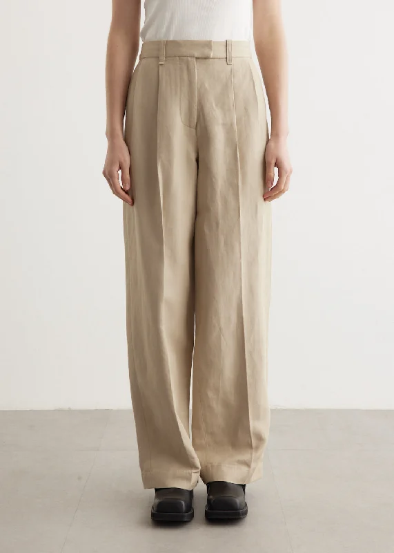 Plus Size Women's Pleated Front Dress Pants for Office WearNewman Linen Pants