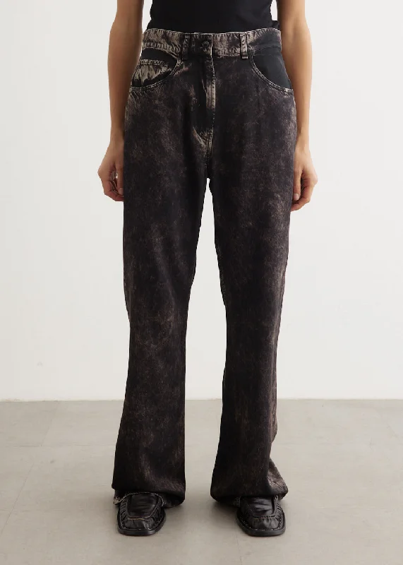 Bell - Bottom Style Women's Denim Pants with Embroidered DetailsPebba Twill Fluid Suiting Trousers Bell - Bottom Style Women's Denim Pants with Embroidered DetailsPebba Twill Fluid Suiting Trousers