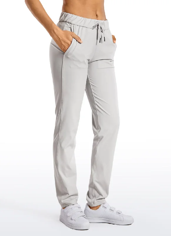 Straight - Leg Women's Vegan Leather Pants for a Chic LookStretch Drawstring Long Pants with Pockets 31'' Straight - Leg Women's Vegan Leather Pants for a Chic LookStretch Drawstring Long Pants with Pockets 31''