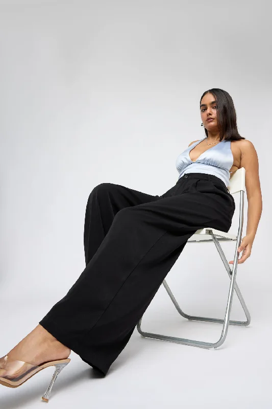 Plus Size Women's Drawstring - Waist Loungewear Pants in Soft FabricsNoir Super Flared Korean Pants Plus Size Women's Drawstring - Waist Loungewear Pants in Soft FabricsNoir Super Flared Korean Pants
