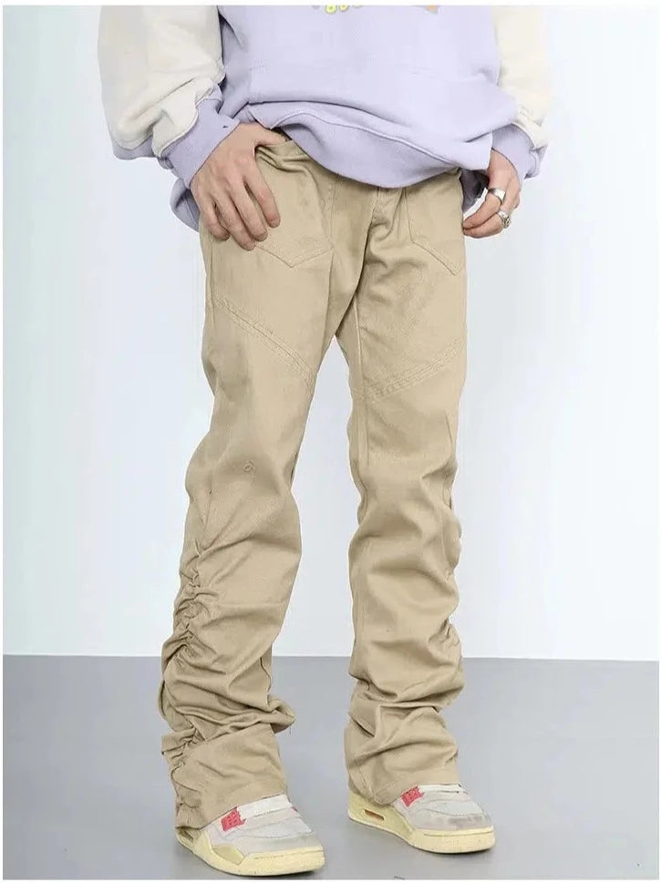 Slim Fit Pleated Straight Leg Pants