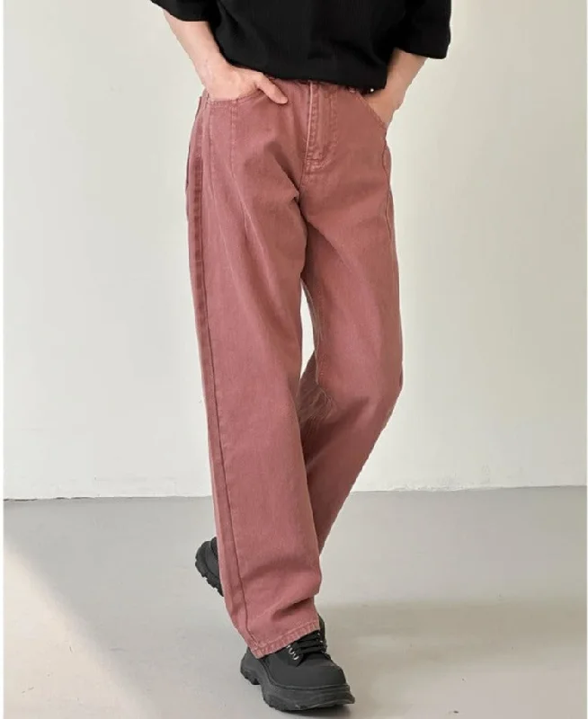 Straight Denim Washed Casual Pants