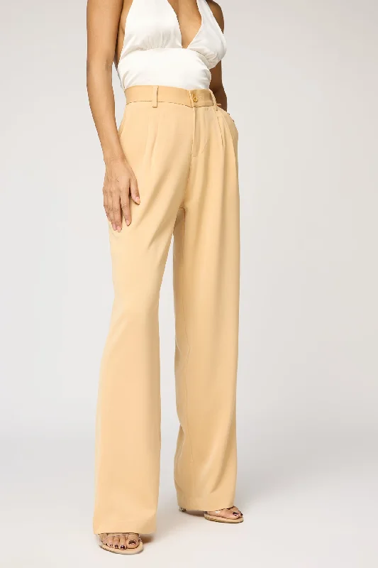 Plus Size Women's Elastic - Waist Culottes in Earth TonesGolden Glow Pleated Straight Korean Pants