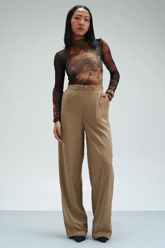 Tapered Leg Women's Wool Blend Trousers for WinterTaupe Bliss Pleated Waistband Korean Pants Tapered Leg Women's Wool Blend Trousers for WinterTaupe Bliss Pleated Waistband Korean Pants