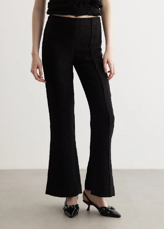 Plus Size Women's Pleated Front Dress Pants for Office WearViscose Stretch Crepe Flared Pants