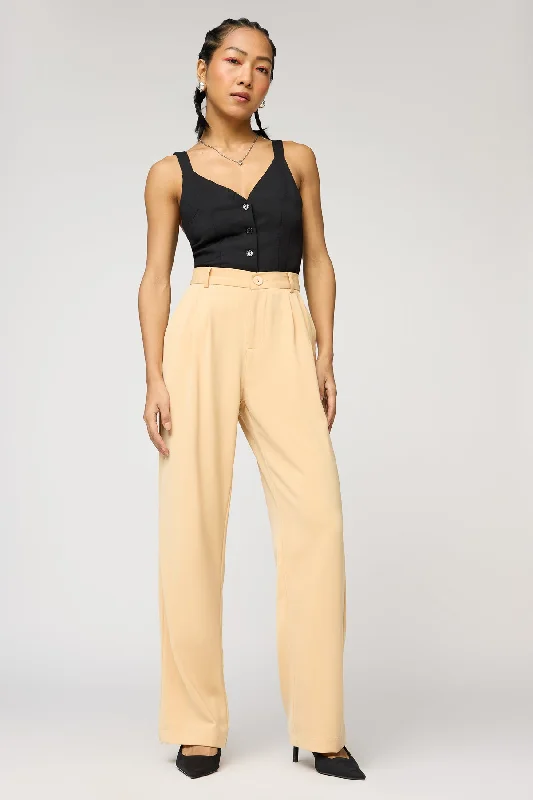 Plus Size Women's Pleated Front Dress Pants for Office WearWarm Beige Pleated Straight Korean Pants Plus Size Women's Pleated Front Dress Pants for Office WearWarm Beige Pleated Straight Korean Pants