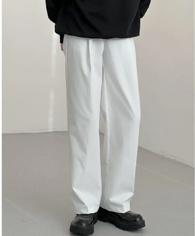 White Straight Casual Pants