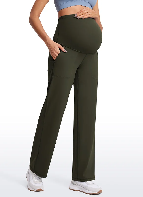 Plus Size Women's Drawstring - Waist Loungewear Pants in Soft FabricsButterluxe Maternity Wide Leg Pants Flare Leggings with Pockets 31.5" Plus Size Women's Drawstring - Waist Loungewear Pants in Soft FabricsButterluxe Maternity Wide Leg Pants Flare Leggings with Pockets 31.5"