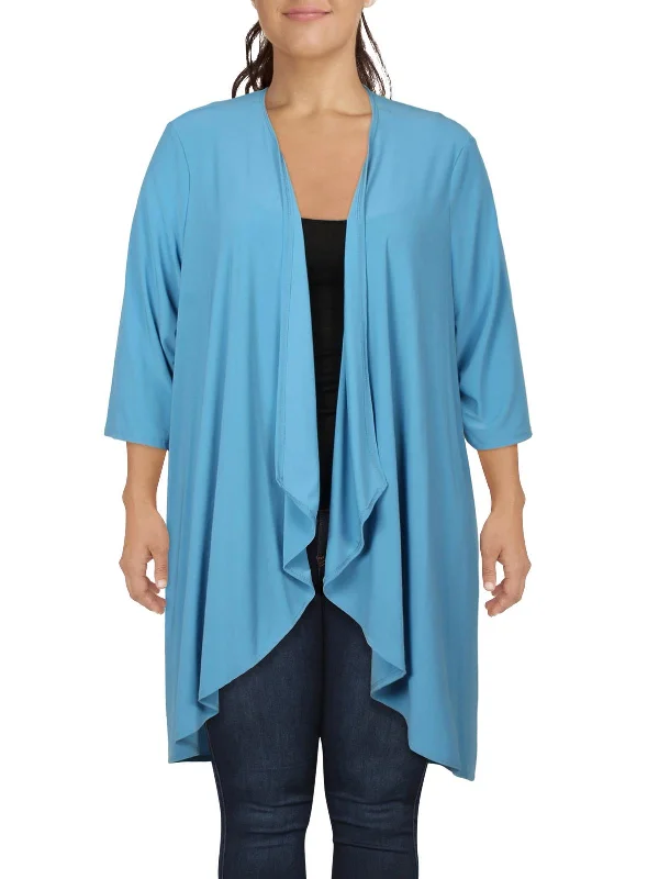 Plus Womens Open Front Drapey Duster Blazer