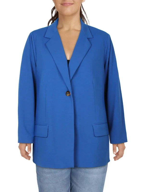 Plus Womens Suit Separate Office One-Button Blazer