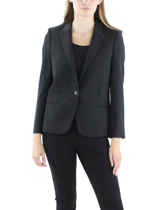 Vedy Skull Womens Wool Embellished One-Button Blazer