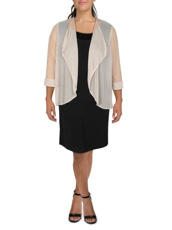 Womens Contrast Trim Sheer Duster Blazer