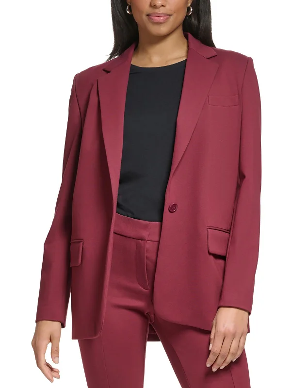 Womens Crepe One-Button Blazer