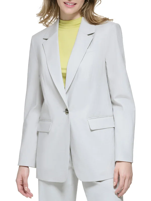 Womens Linen Blend Suit Separate One-Button Blazer