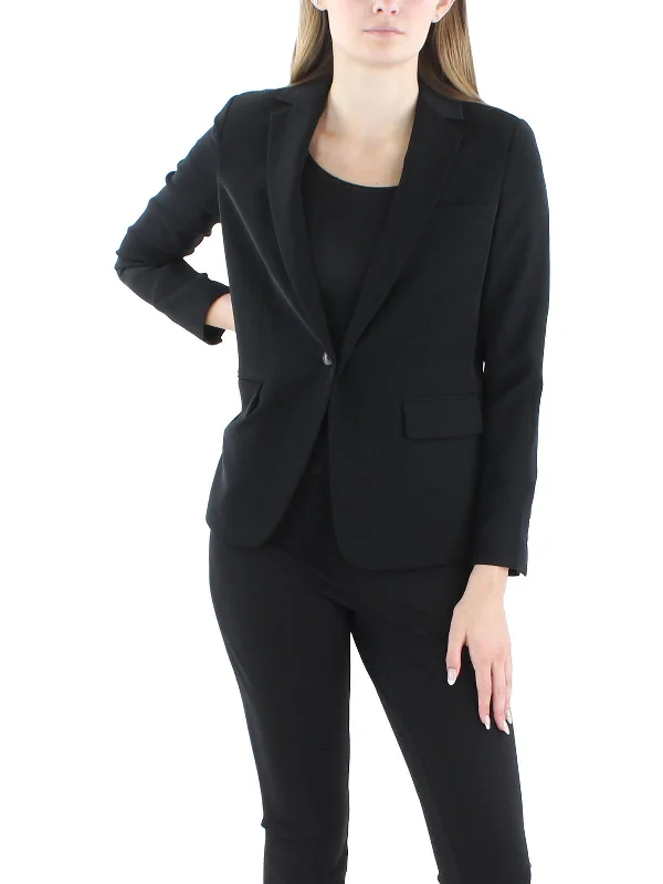 Womens Solid Polyester One-Button Blazer