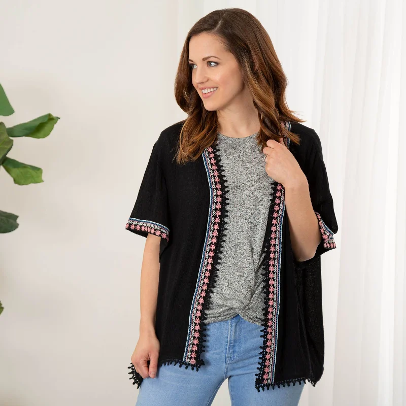 oversized women cardigan for a trendy and cozy lookMidnight Muse Open-Front Cardigan