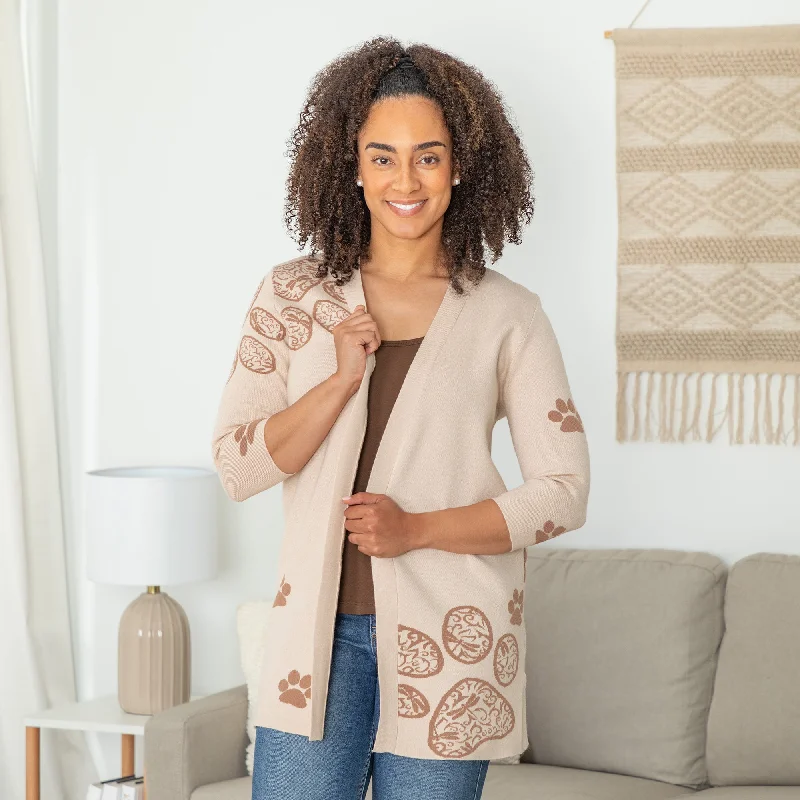 v neck women cardigan to elongate the necklinePop of Paw Long Cardigan