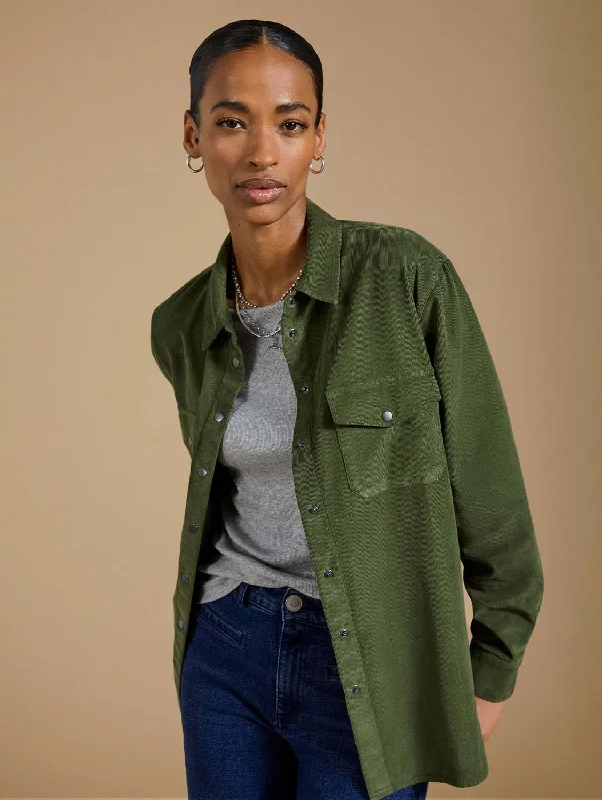 Beata Organic Corduroy Relaxed Shirt | Light Khaki