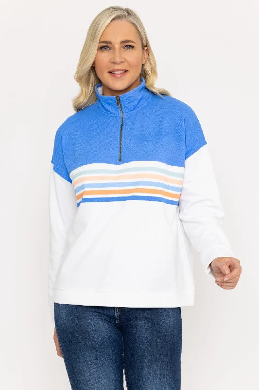 organic cotton women cardigan for an eco - friendly choiceBlue 1/2 Zip Pique Colourblock Top organic cotton women cardigan for an eco - friendly choiceBlue 1/2 Zip Pique Colourblock Top