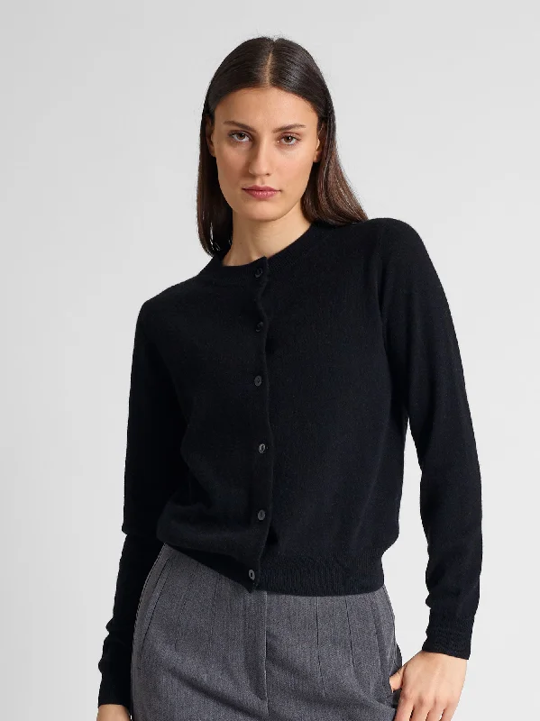 cropped women cardigan to pair with high - waisted jeansCashmere cardigan "Ingrid" - black cropped women cardigan to pair with high - waisted jeansCashmere cardigan "Ingrid" - black