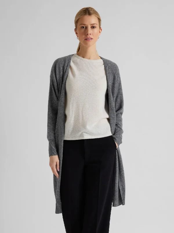 color block women cardigan with bold huesCashmere cardigan "Linnea" - Dark grey