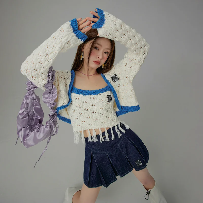 cable knit women cardigan with intricate patternsPositive Spark Knit Cardigan