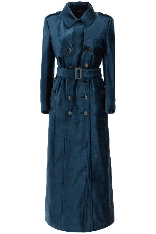 Women's pea coats with brass buttons for a nautical - inspired styledouble-breasted velvet coat with flame CP1613 FAX1241 MIDNIGHT BLUE