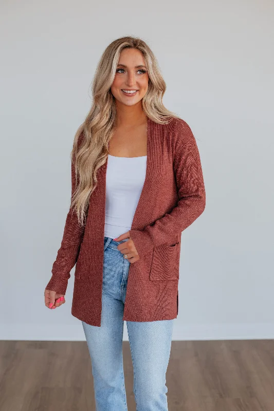 Eboni Knit Cardigan - Brick