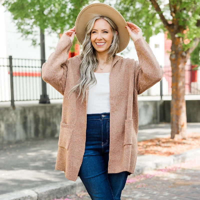 color block women cardigan with bold huesFall Beyond Cardigan, Deep Camel
