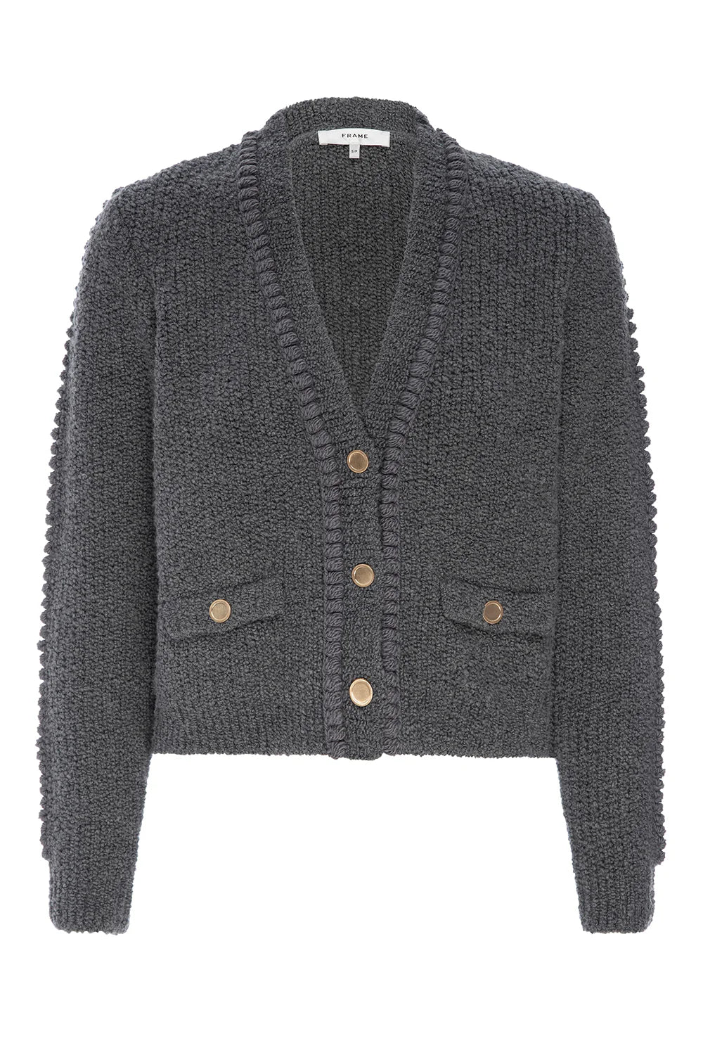 boyfriend style women cardigan for a relaxed fitFrame - Double Pocket Cropped Cardi