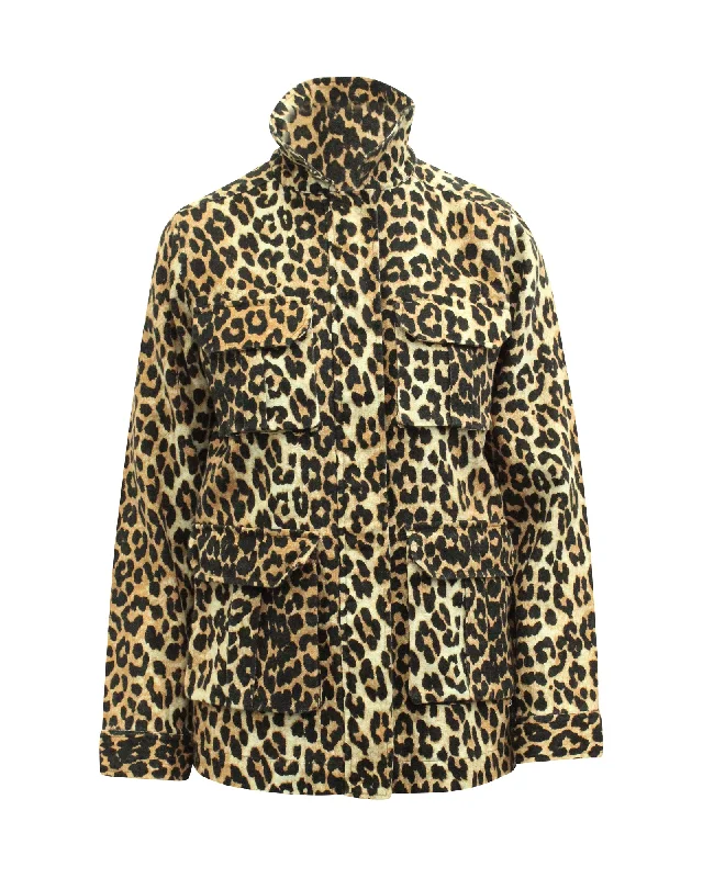 Ganni Camberwell Jacket In Animal Print Cotton