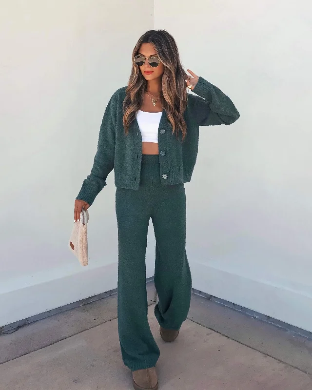 cropped women cardigan to pair with high - waisted jeansGreen Sherpa Lounge Set