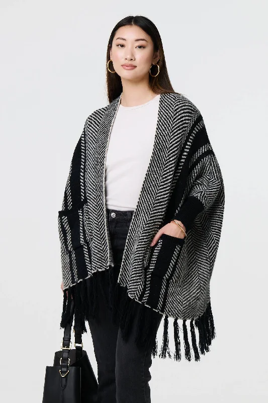 button down women cardigan with vintage buttonsChevron Print Tassel Fringe Open Cardigan button down women cardigan with vintage buttonsChevron Print Tassel Fringe Open Cardigan