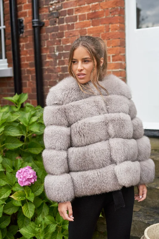 Light Grey Five Row Fox Coat