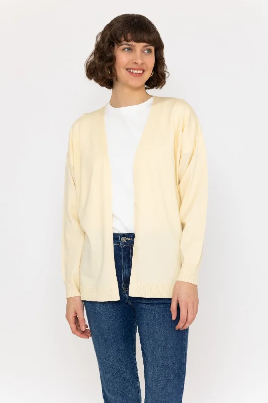 color block women cardigan with bold huesLong Line Cardigan in Cream
