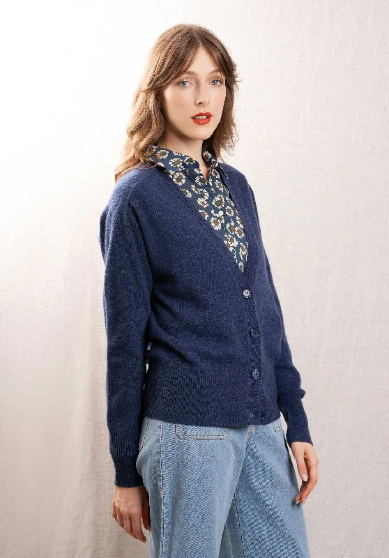 floral print women cardigan for a feminine touchCardigan K 011-fgi195 Blue-Denim