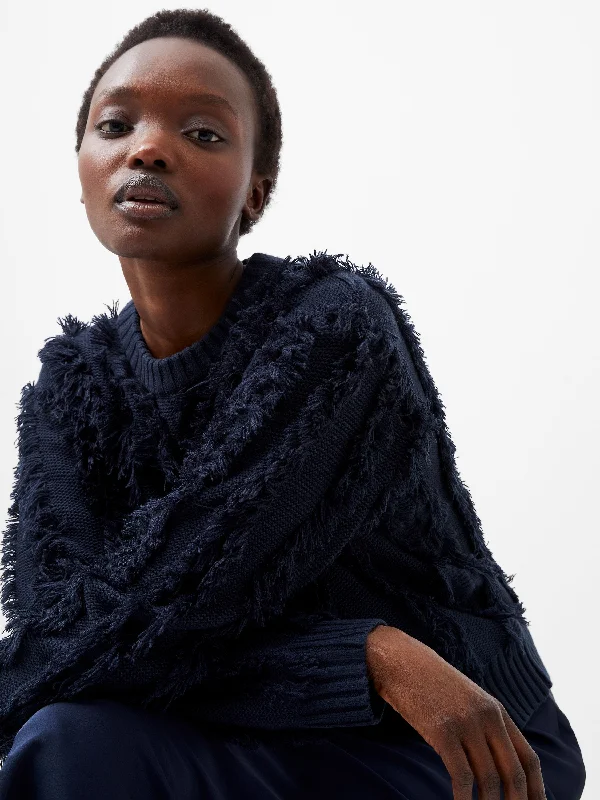 long length women cardigan with side slitsMalika Fringed Jumper