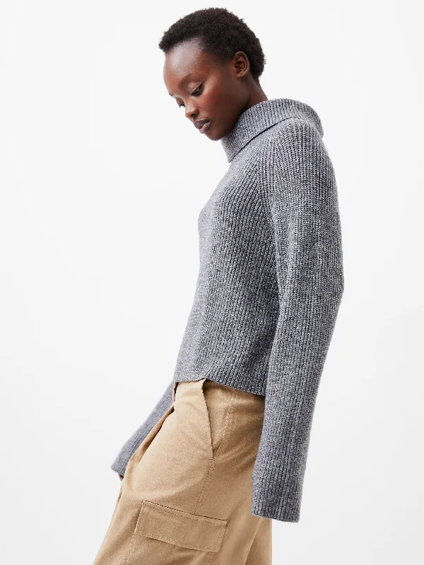 color block women cardigan with bold huesMersai Roll Neck Jumper