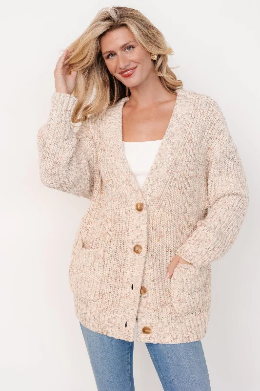 button down women cardigan with vintage buttonsPhillis Chunky Knit Cardigan | Oatmeal Multi
