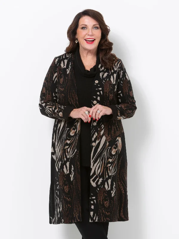 machine washable women cardigan for easy careTribal Long Line Cardigan