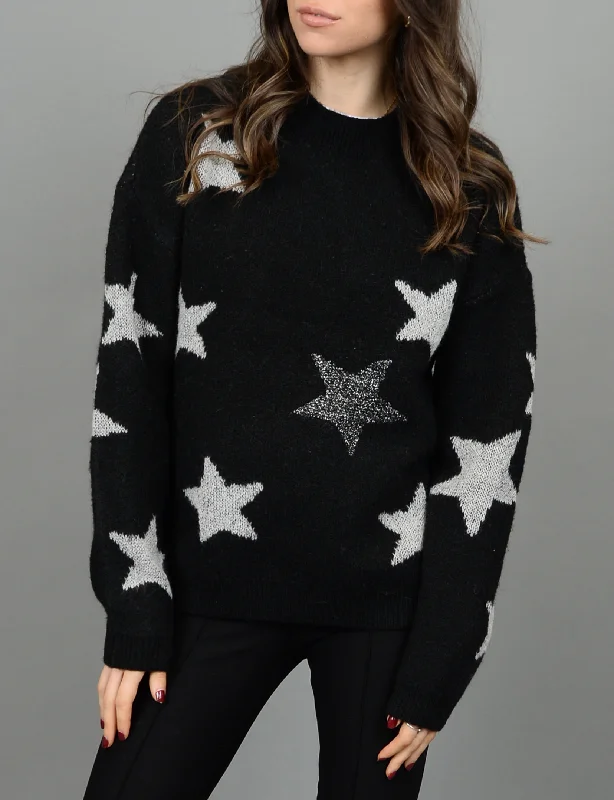 boyfriend style women cardigan for a relaxed fitBrita Crewneck Pullover, Black