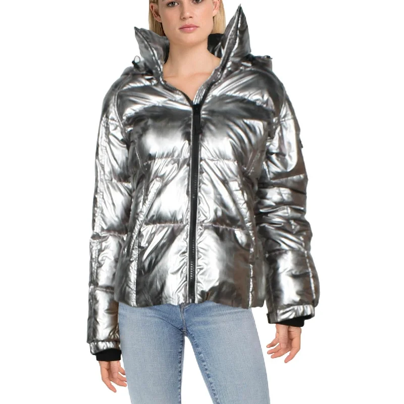 Women's cropped leather coats with silver studs for an edgy lookS13/NYC Womens Kylie Lightweight Short Puffer Jacket Women's cropped leather coats with silver studs for an edgy lookS13/NYC Womens Kylie Lightweight Short Puffer Jacket