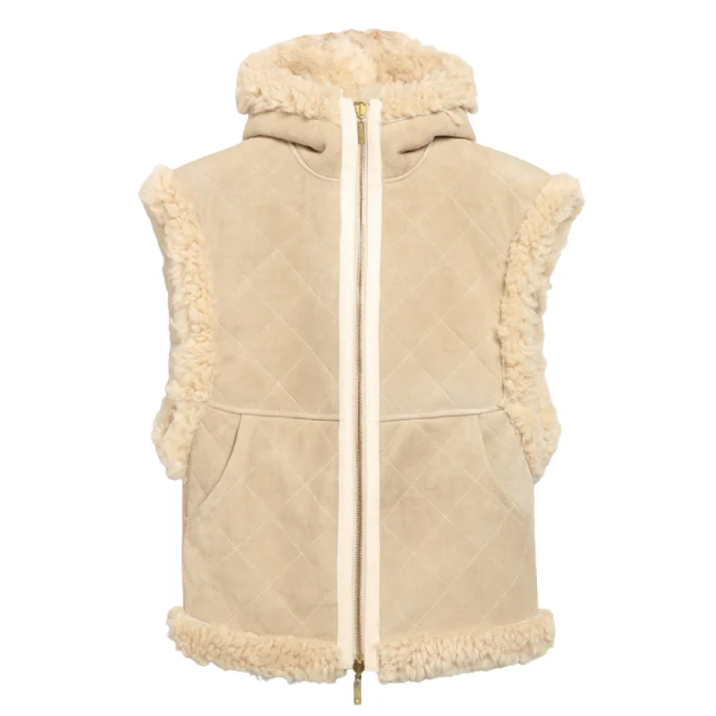 Women's reversible down coats with two - tone designs for versatile stylingReversible Shearling Vest