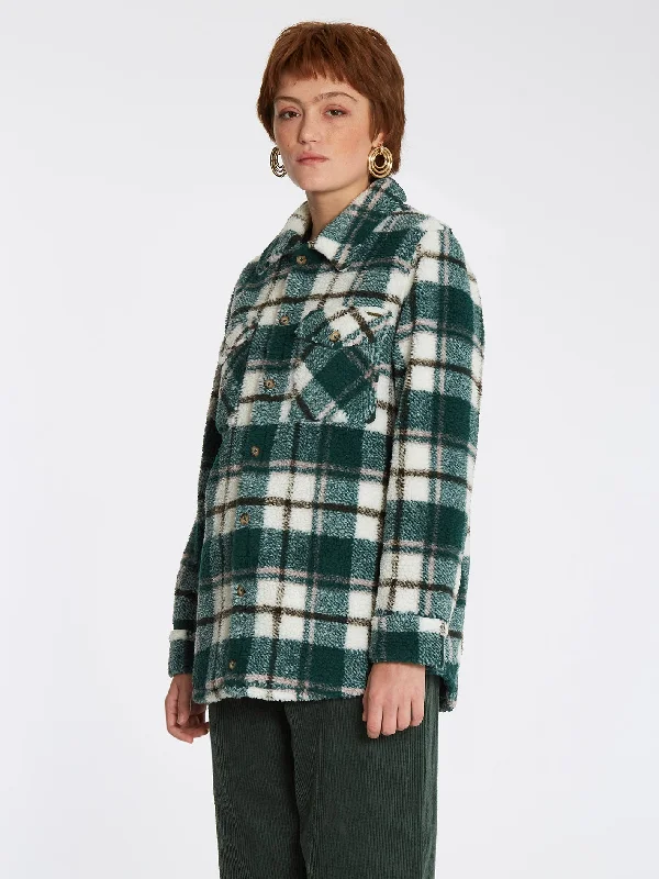 Women's reversible down coats with two - tone designs for versatile stylingSilent Sherpa Jacket - DARK PINE Women's reversible down coats with two - tone designs for versatile stylingSilent Sherpa Jacket - DARK PINE