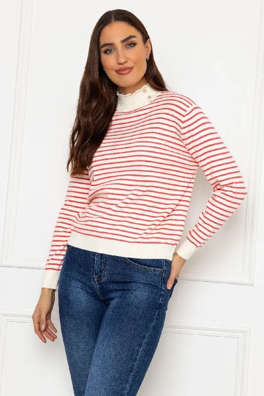 machine washable women cardigan for easy careStripe Turtleneck in Orange