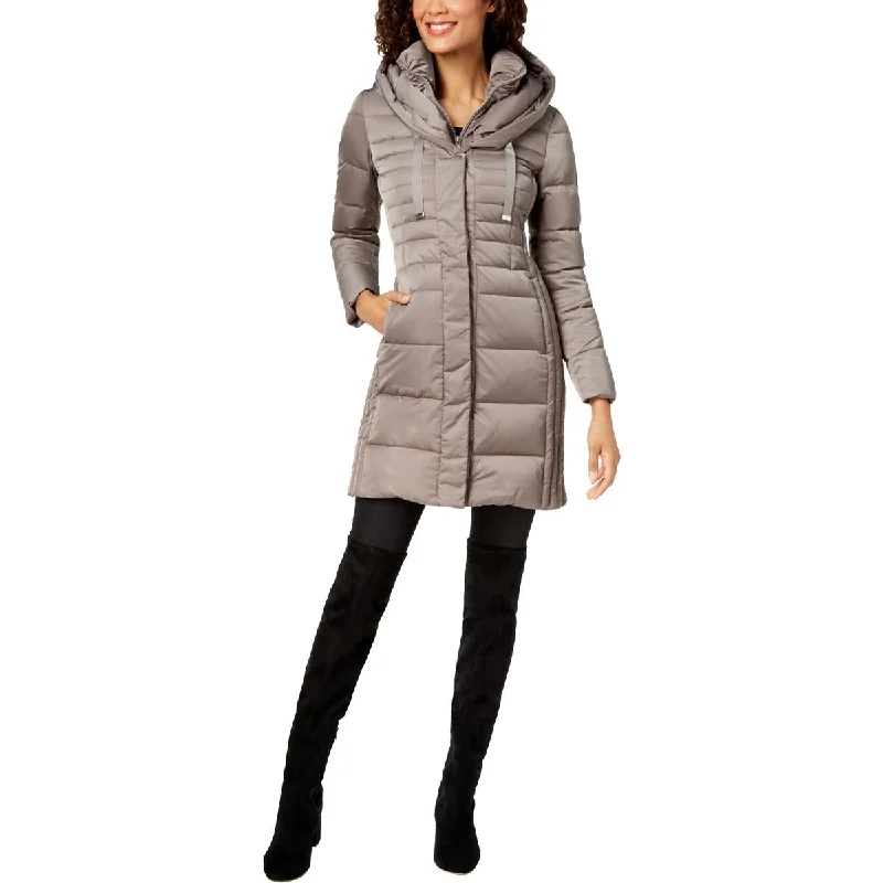 Women's pea coats with brass buttons for a nautical - inspired styleTahari Mia Women's Quilted Down Insulated Fitted Winter Puffer Coat with Bib