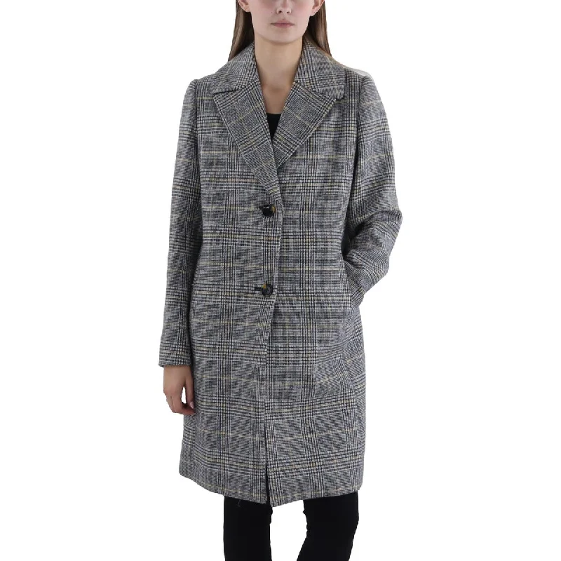 Quilted down women's coats with removable hoods for outdoor activitiesTahari Womens Wool Blend Plaid Overcoat