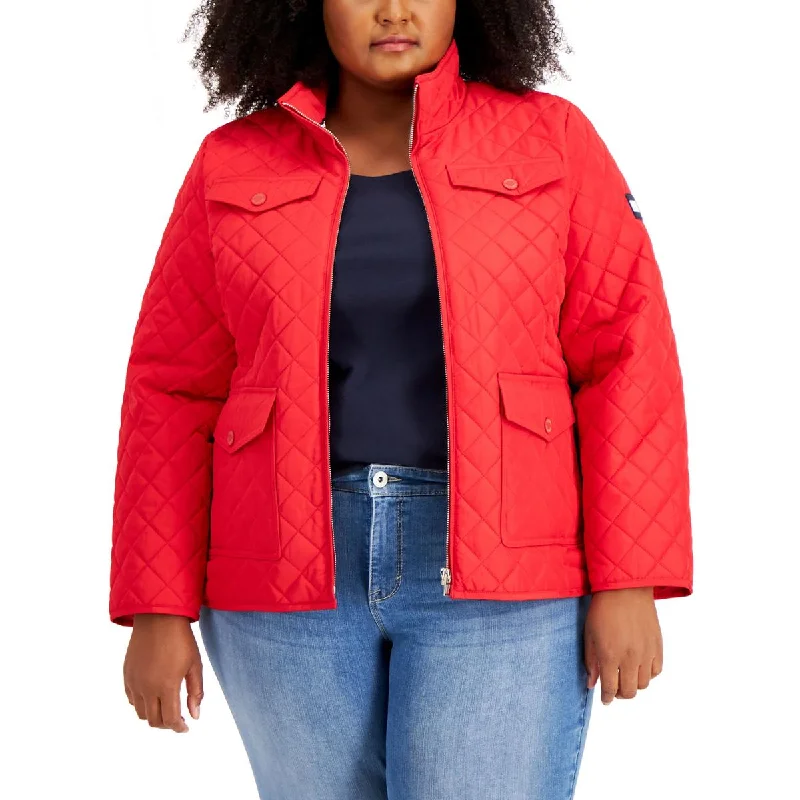 Women's knee - length wool blend coats with a fur collar for added warmthTommy Hilfiger Womens Plus Quilted Heavy Quilted Coat Women's knee - length wool blend coats with a fur collar for added warmthTommy Hilfiger Womens Plus Quilted Heavy Quilted Coat