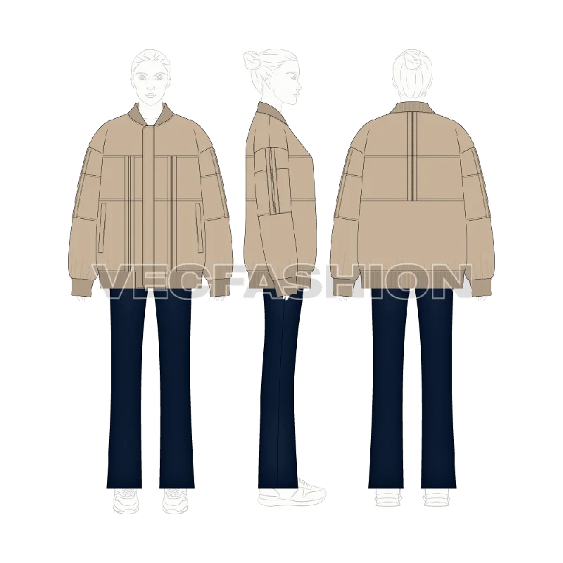 Women's faux fur coats in bright colors for a bold fashion statementWomens Oversized Jacket Flat Sketch Women's faux fur coats in bright colors for a bold fashion statementWomens Oversized Jacket Flat Sketch